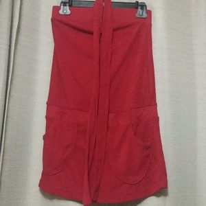 Girls terry cloth red dress with belt